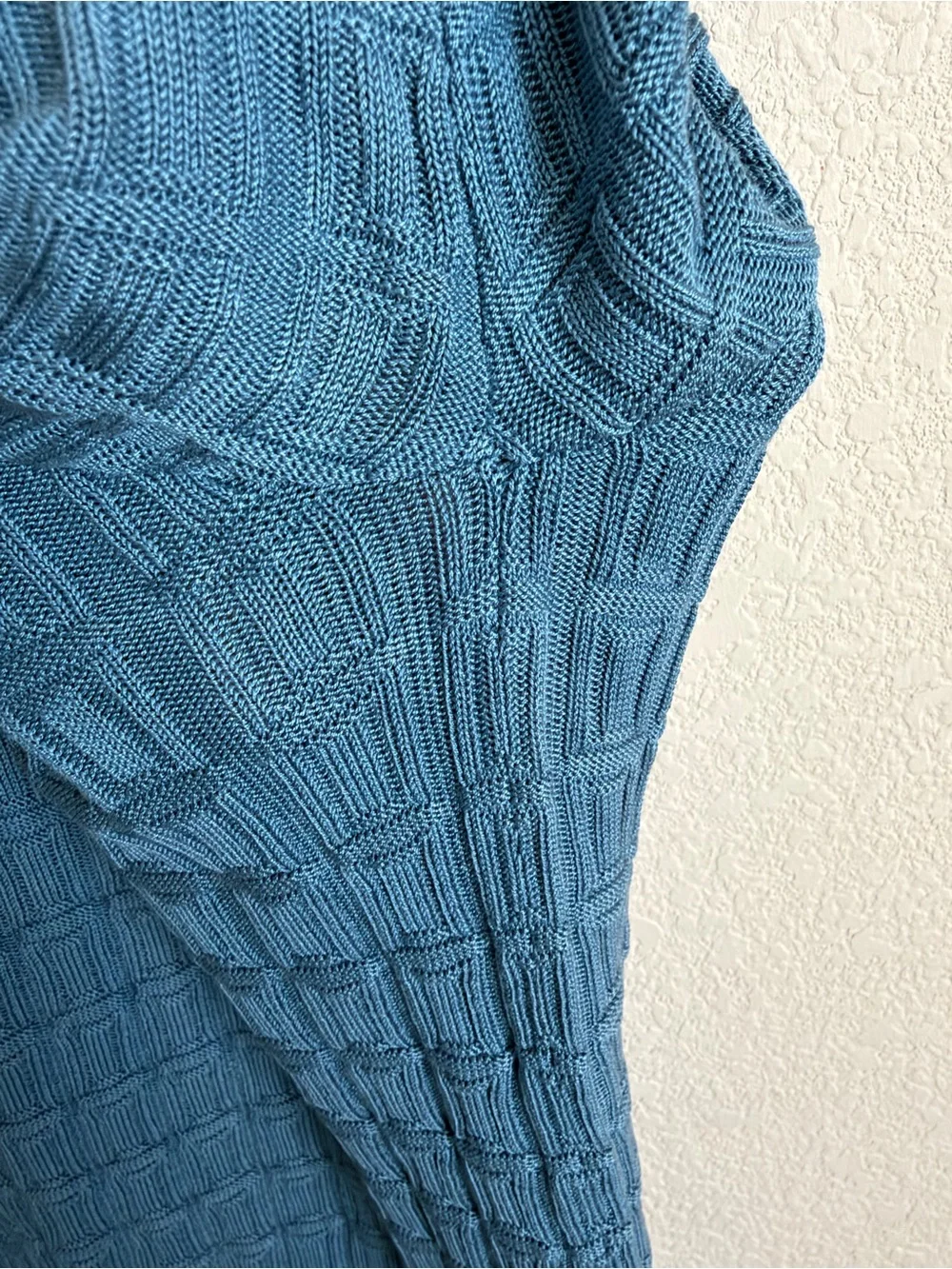Pronto Uomo Men's XXL Blue Silk Cotton Textured Short Sleeve Crewneck Sweater